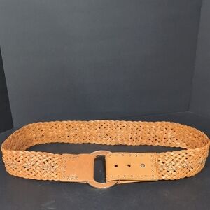 Calvin Klein Women's Braided Tan Leather Boho Style Belt,Size S.